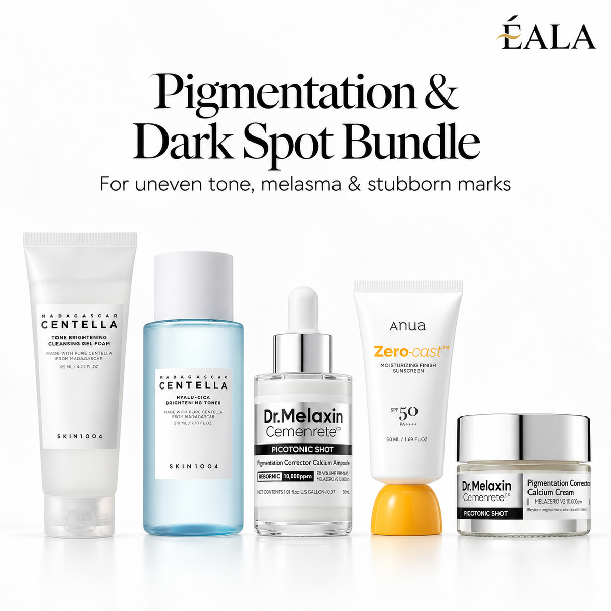 Pigmentation & Dark Spot Bundle For uneven tone, melasma & stubborn marks Brighten • Correct • Even • Protect