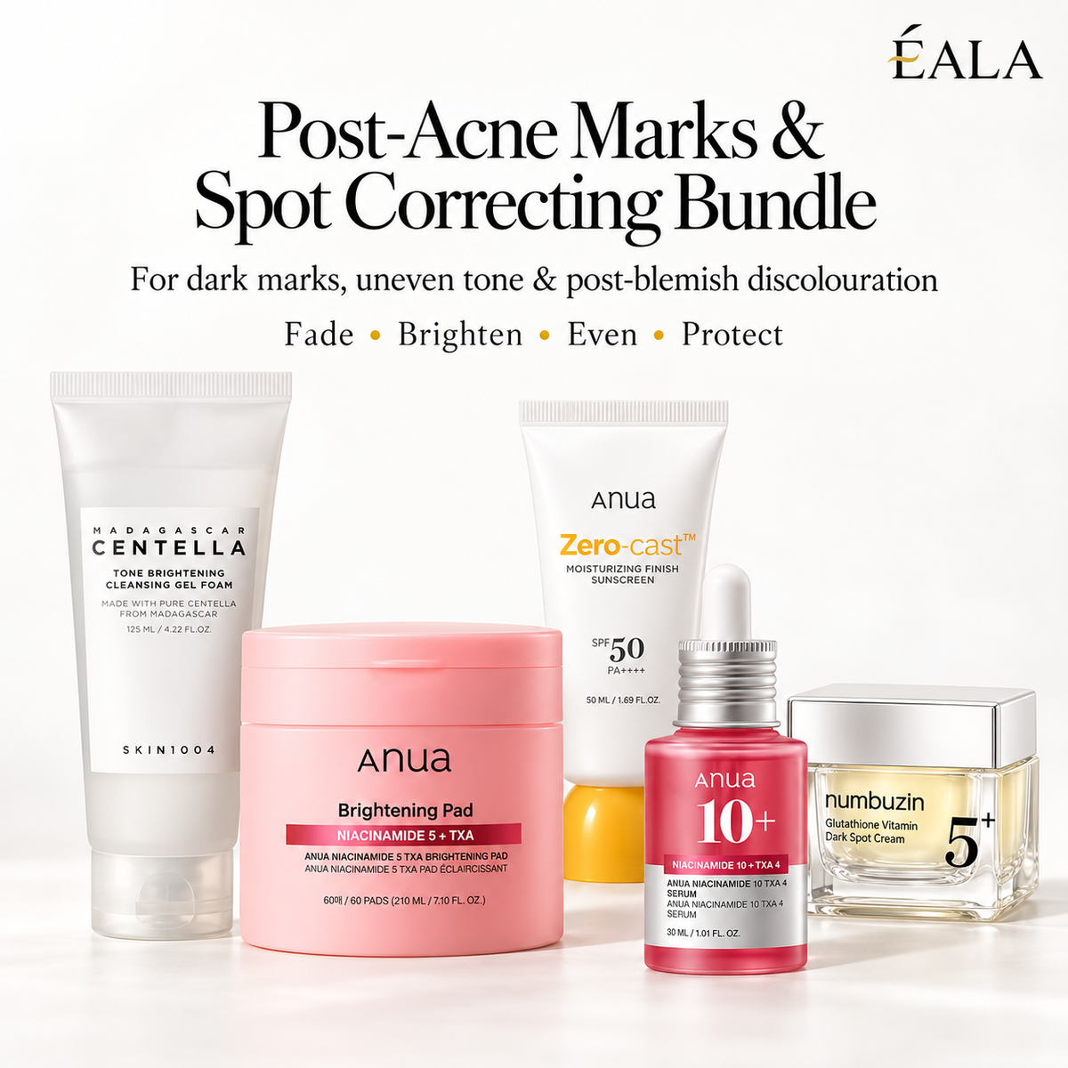 Post-Acne Marks & Spot Correcting Bundle For dark marks, uneven tone & post-blemish discolouration Fade • Brighten • Even • Protect