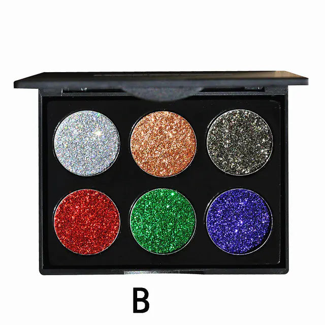 Dnm 6-Color Pearlescent Glitter Eyeshadow Palette