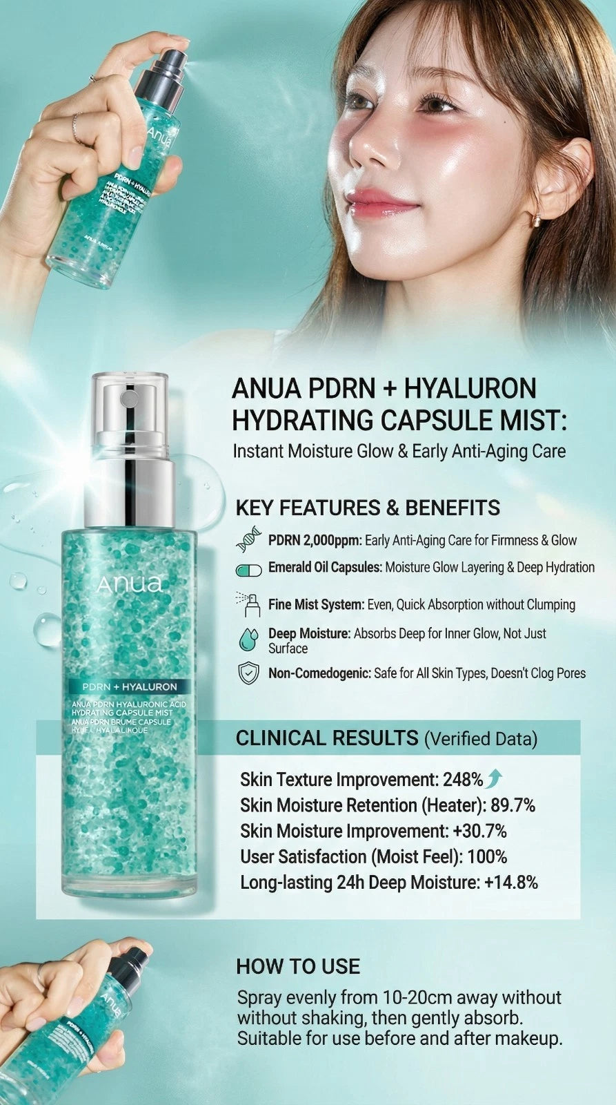 Anua – PDRN Hyaluronic Acid Hydrating Capsule Mist – 100 ml