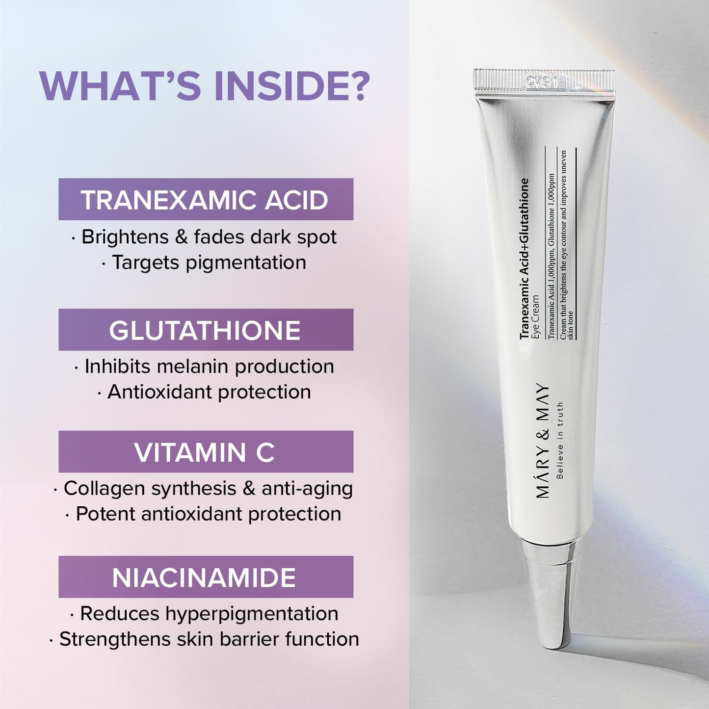 Mary & May – Tranexamic Acid + Glutathione Eye Cream 30ml
