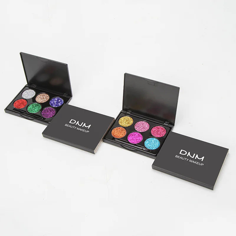 Dnm 6-Color Pearlescent Glitter Eyeshadow Palette