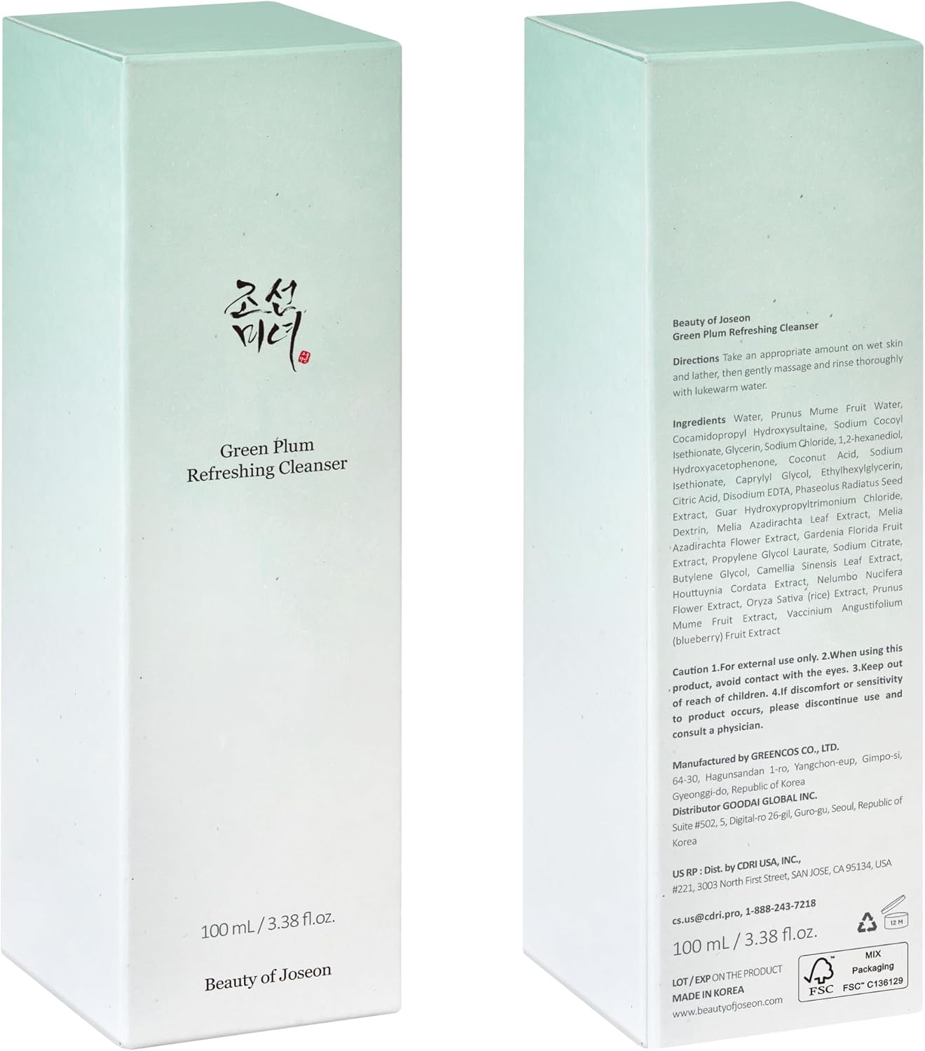Beauty of Joseon – Green Plum Refreshing Cleanser – 100 ml