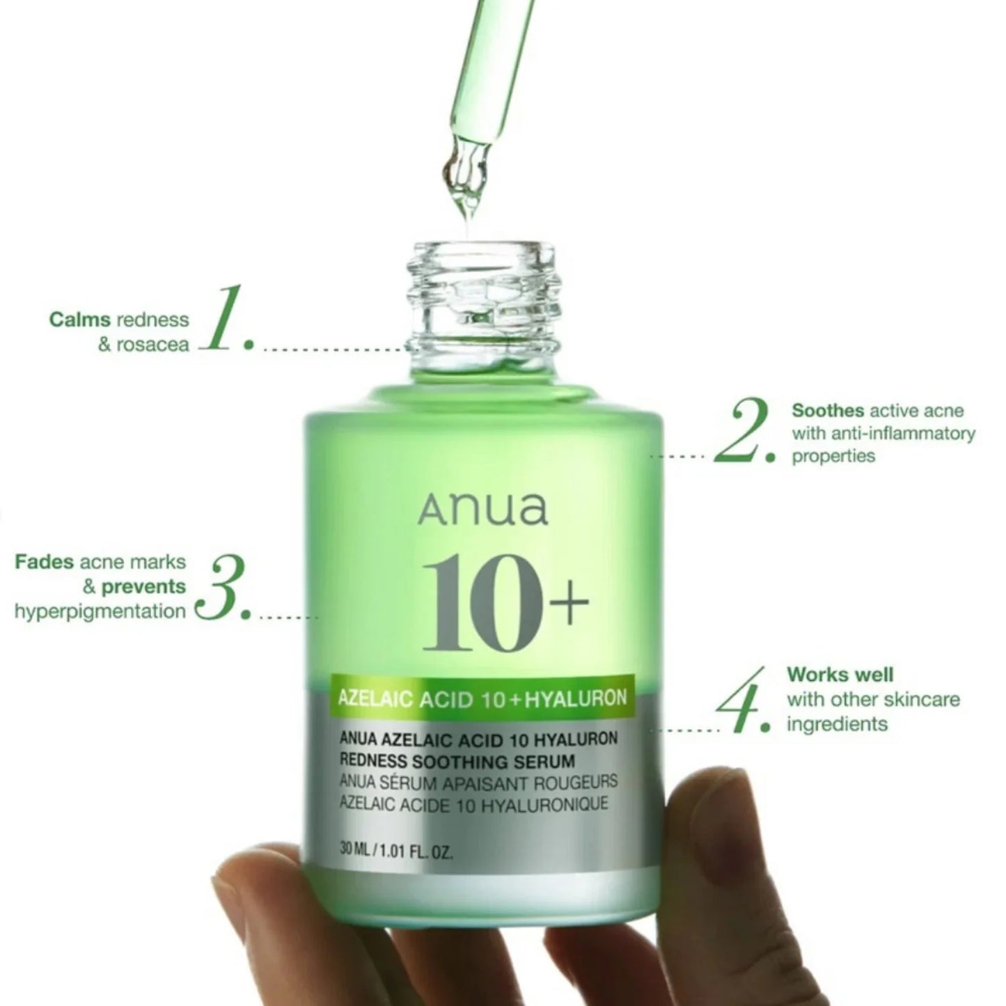 Anua – Azelaic Acid 10 Hyaluron Redness Soothing Serum – 30 ml