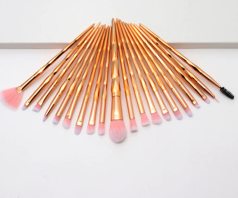 20-Piece Eye Brush Set with Colorful Diamond Handles