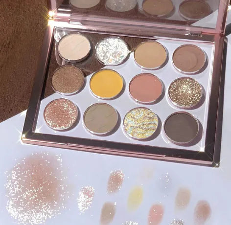 12-Color Transparent Eyeshadow Palette with Shimmer & Matte