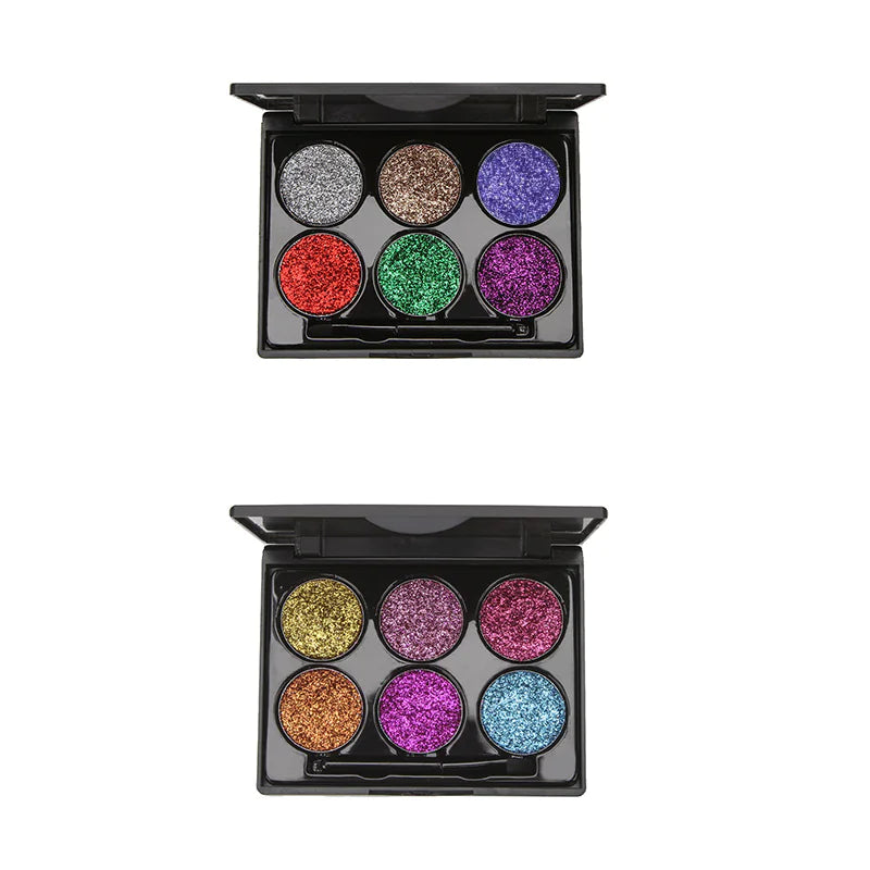 Dnm 6-Color Pearlescent Glitter Eyeshadow Palette