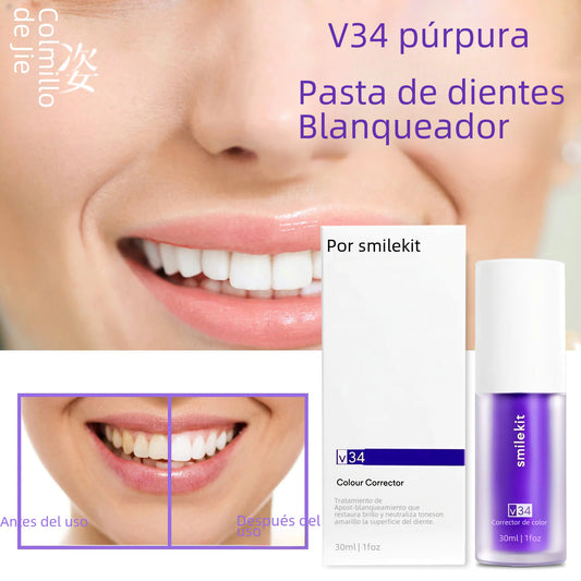 V34 Purple Toothpaste for Whitening and Stain Removal