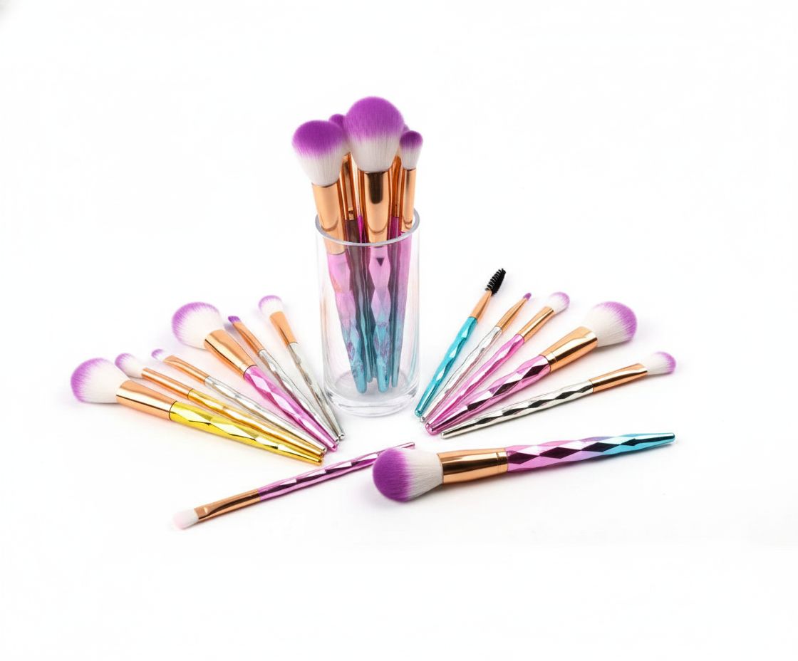 20-Piece Eye Brush Set with Colorful Diamond Handles