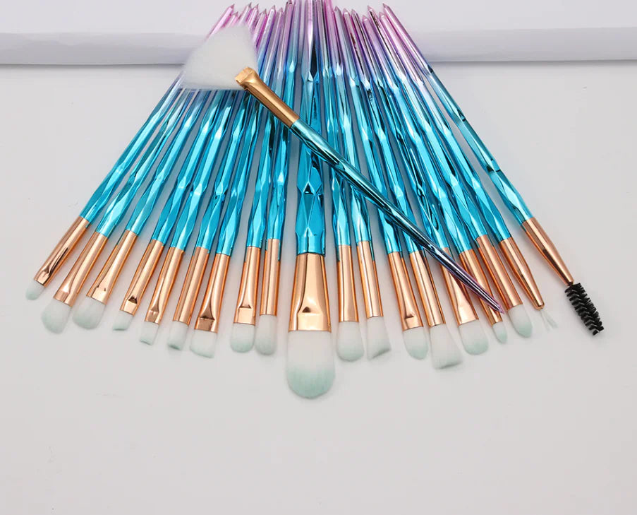 20-Piece Eye Brush Set with Colorful Diamond Handles