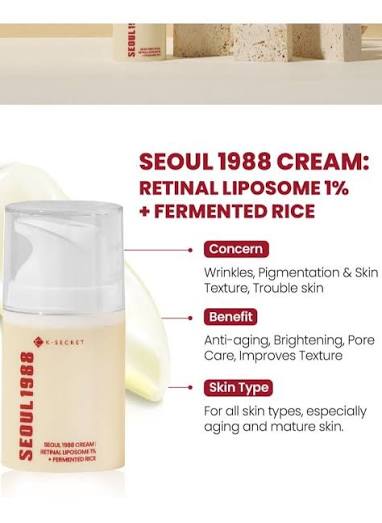 K-SECRET – SEOUL 1988 Cream : Retinal Liposome 1% + Fermented Rice – 50ml